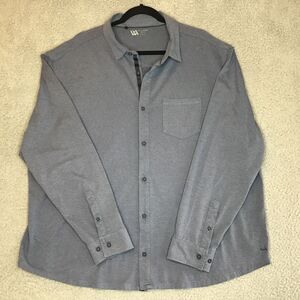 VRST XXL Button Up Shirt Mens Casual Golf Blue Knit 2XL Pocket Long Sleeve